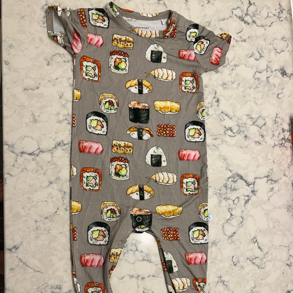 Posh Peanut Sushi Print Gray Kids Footie